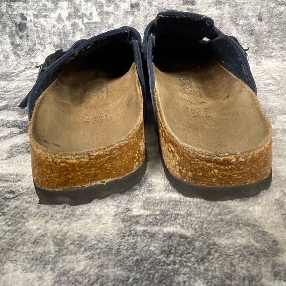 Birkenstock Womens 38 Boston Oiled Leather Clogs Solid Elemental Blue Comfort - Picture 5 of 13